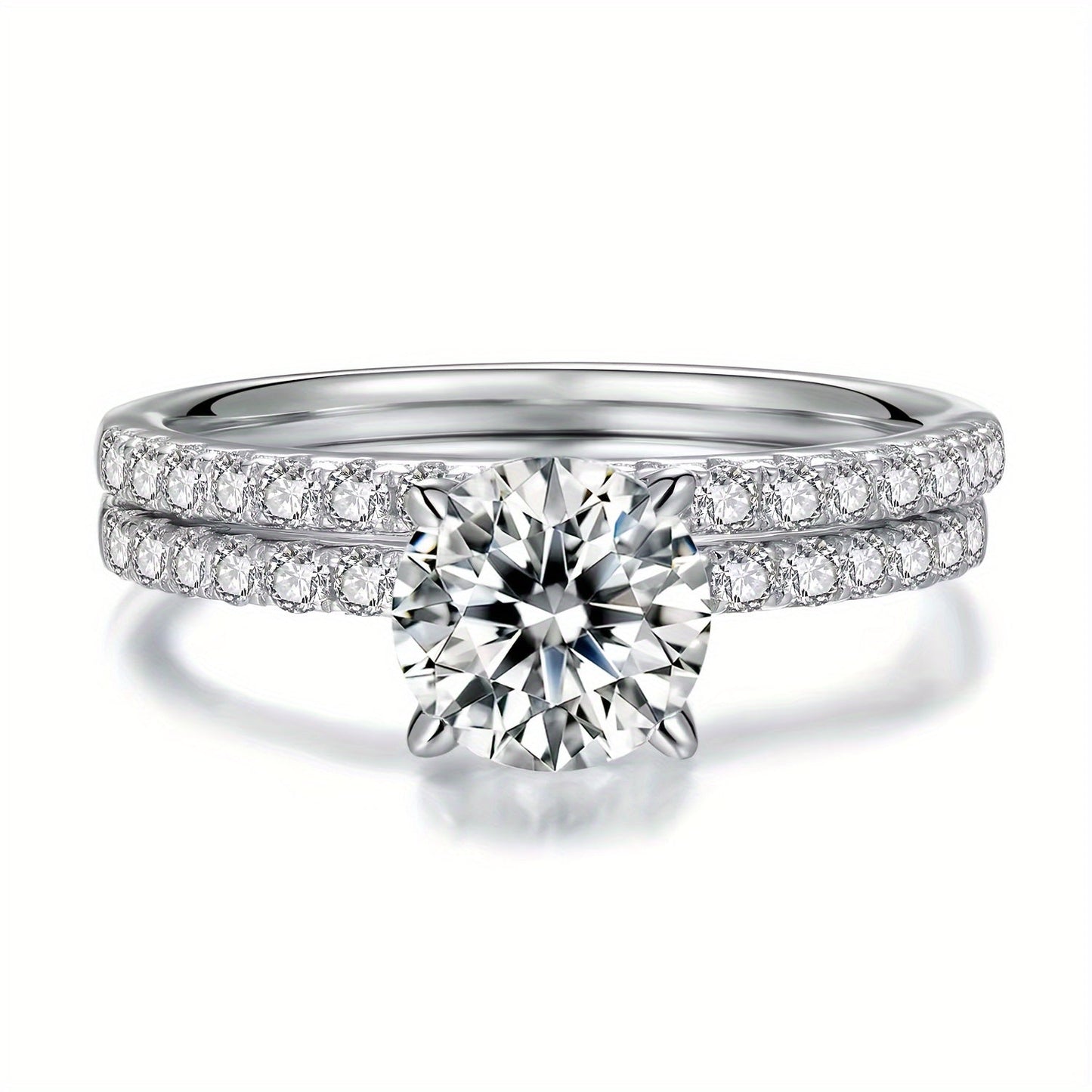 Description: 

This elegant and luxurious stacking ring features a 5g Silver S925 band with a stunning 2ct/3ct Moissanite round drill. It is the perfect choice for women looking to showcase their unique personality. This ring is ideal for proposals