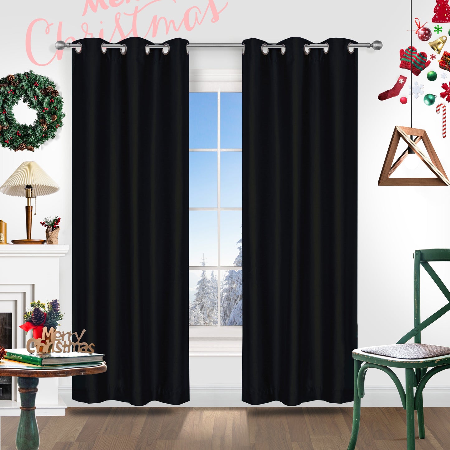 Add a festive touch to your space with 2 pieces of red Christmas curtains. These curtains are made of faux silk with a grommet top design, providing both style and functionality. Perfect for living rooms, bedrooms, offices, kitchens, and studies, these