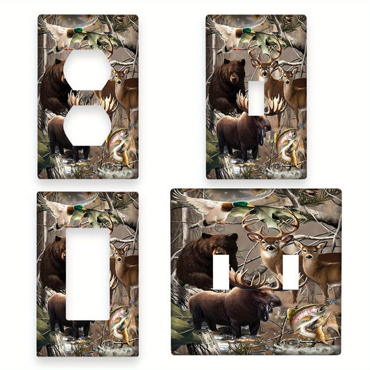 "Bear Forest Deer Light Switch Cover" sindirilmaydigan polykarbonatdan tayyorlangan, ichki va tashqi foydalanish uchun mos.