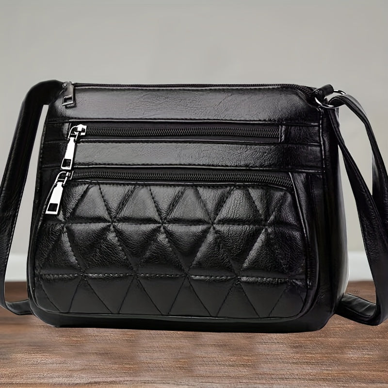 Women's black casual crossbody bag with adjustable strap, ideal for outings, durable and small