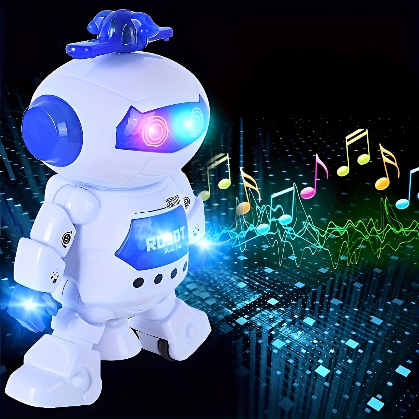 Dancing Robot Toy for Kids, 1 Piece, Features LED Lights and Music, 360-Degree Rotating Action, Perfect Gift for Boys and Girls, Made of Durable Plastic