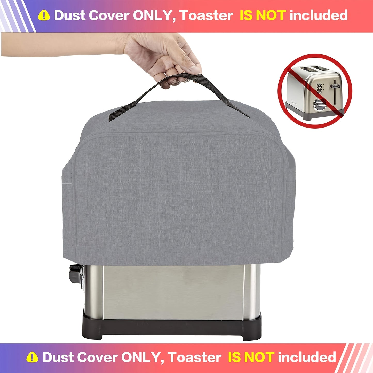 Protect your Cuisinart 2/4 slice toaster with this waterproof and dustproof gray cover. Features a pocket for storing jam spatula and toaster tongs. Cover fits only Cuisinart toasters.