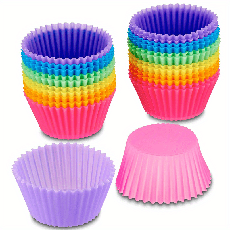 Pack of 24 Reusable Silicone Baking Cups and Muffin Liners in Assorted Colors