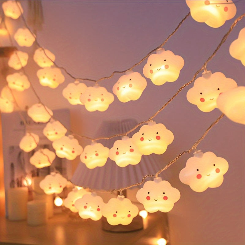 Star and cloud string lights require batteries (not included).