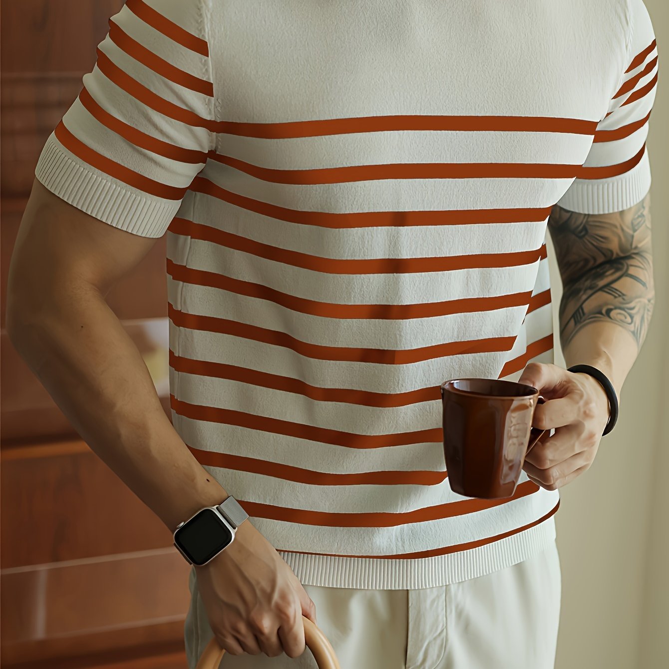 Men's Striped Knit Pullover – Casual, Stylish, Lightweight for Spring/Summer Wear