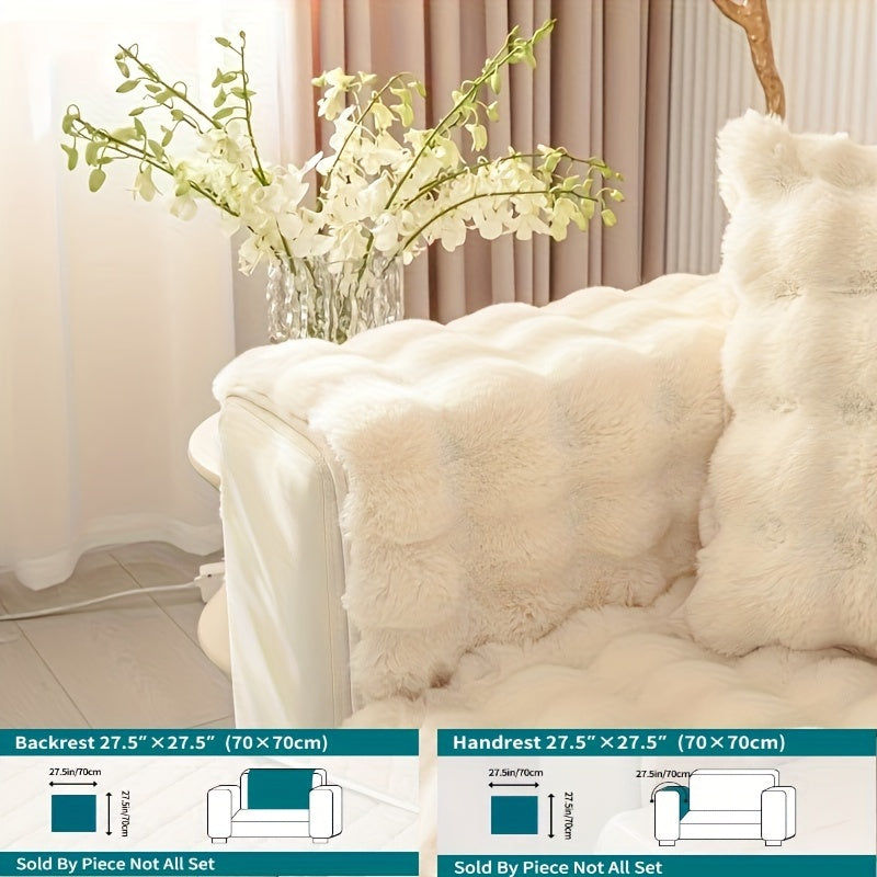 Winter plush sofa cover, anti-slip, dustproof slipcover for couch in living room, office, bedroom, home decor.