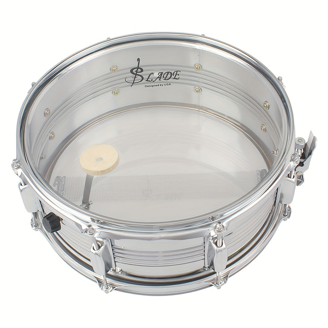 14-inch Small Military Drum with Transparent Drumhead, Professional Performance Snare Drum for Guard of Honor Marching Musical Instrument.