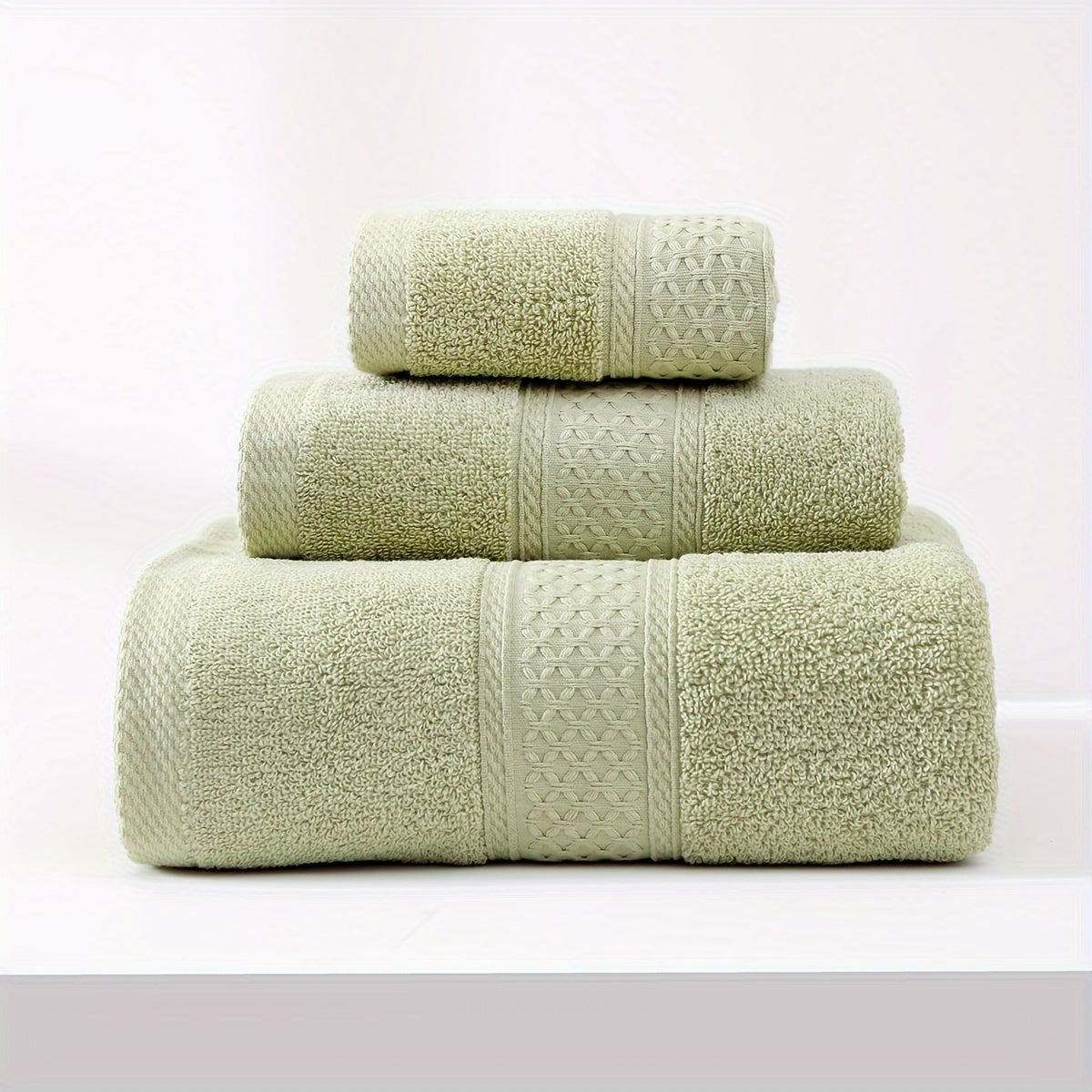 3-piece set of bath towels including a velvet towel, square towel, and face wash towel made of pure cotton with thickened absorbent rhombus velvet for home use.