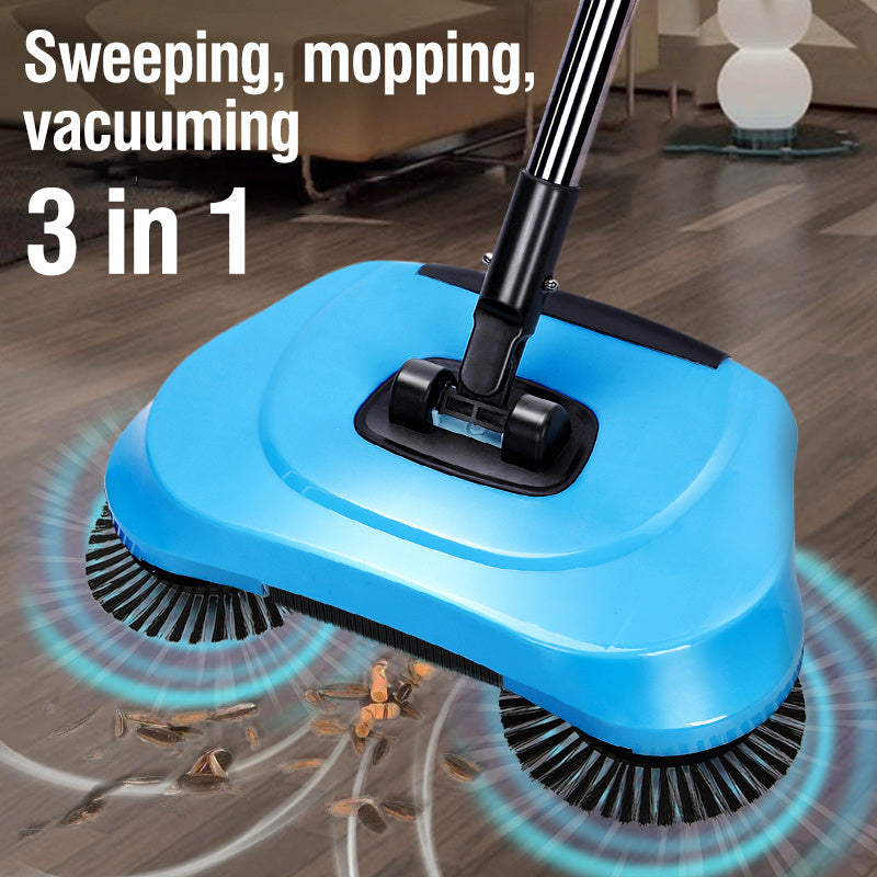 Long Handled Manual Broom with Multi-Functional Cleaning Capabilities, Perfect for Sweeping and Mopping. Features an Automatic Spiral Depth Cleaning System for Easy and Efficient Cleaning. Suitable for Hardwood Floors, Tiles, and Various Other Surfaces