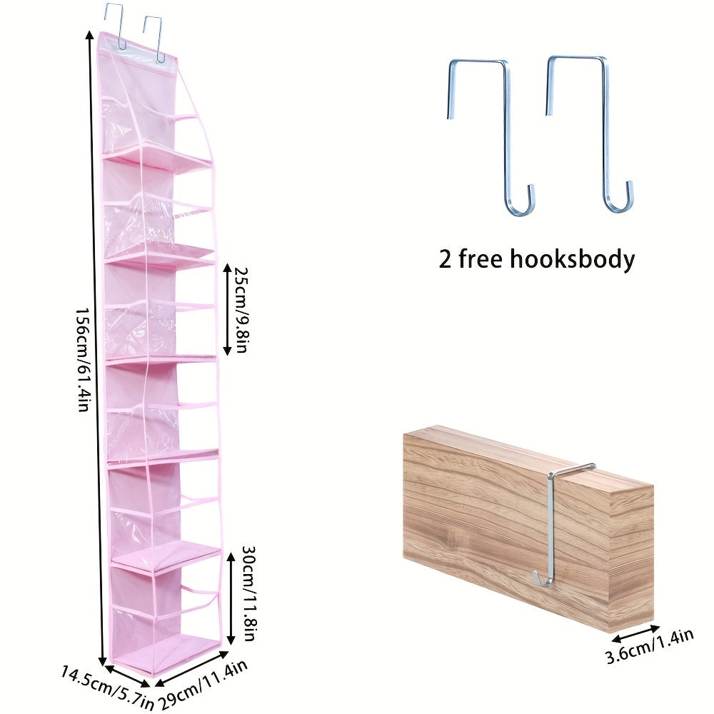 Over-the-Door Hanging Organizer with 6 Shelves, Clear Window, Made of Polyester, Unfinished, Offers Large-Capacity Storage for Teens and Adults