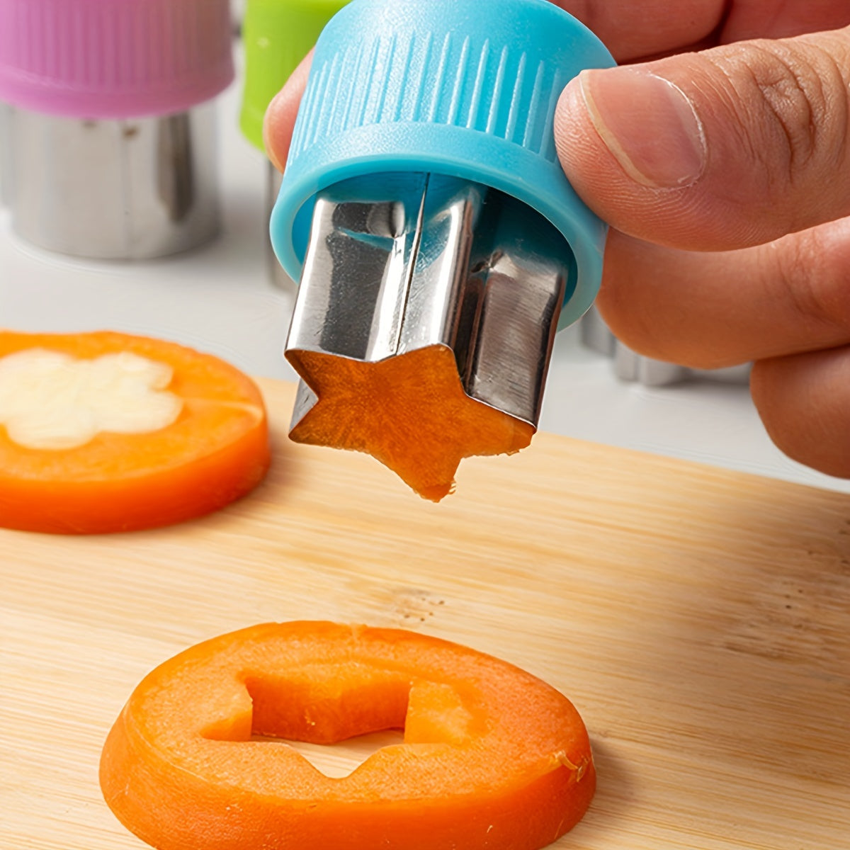 Fruit Cutting Mold, Flower Printing Mold, Vegetable Cutting Mold - 3 pieces, 9 pieces - Made of Stainless Steel and PP with Hand Protector Cookie Mold. Perfect for Back to School!