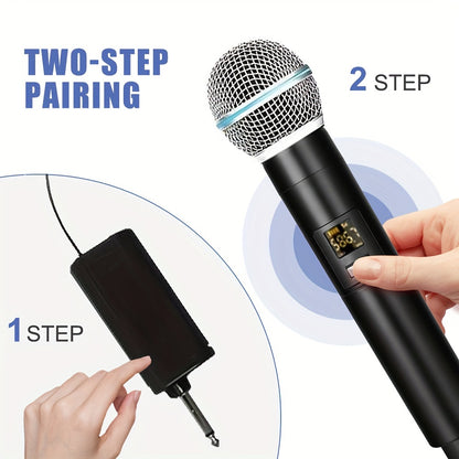 UHF professional handheld dynamic microphone with receiver for amplifier PA system, perfect for karaoke and Eid Al-Adha celebrations.