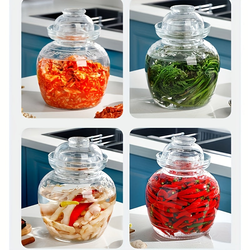 1 glass pickle jar with lid, 2500ml/84.53oz, includes cleaning brush. Random color. Perfect for fermenting pickles, kimchi, and sauerkraut.