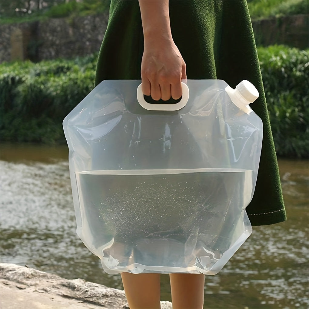 Portable collapsible water container bag - 5.68L/11.36L clear plastic storage jug for outdoor adventures and emergency preparedness. Ideal for hiking, picnics, BBQs, and more. Convenient and easy to carry.