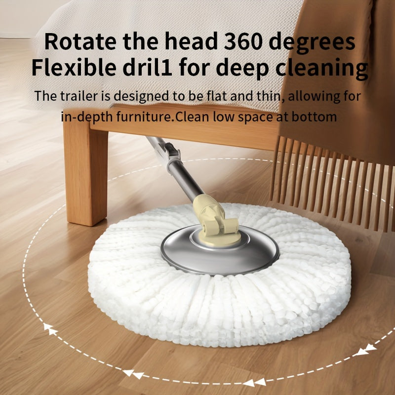 A complete set of dual-drive rotary dolphin mop buckets, including 3 trailers, hands-free cleaning mop, hand pressure rotary dehydrating mop bucket. This set is ideal for wet and dry use, suitable for cleaning hardwood, laminate, tile floors, and other