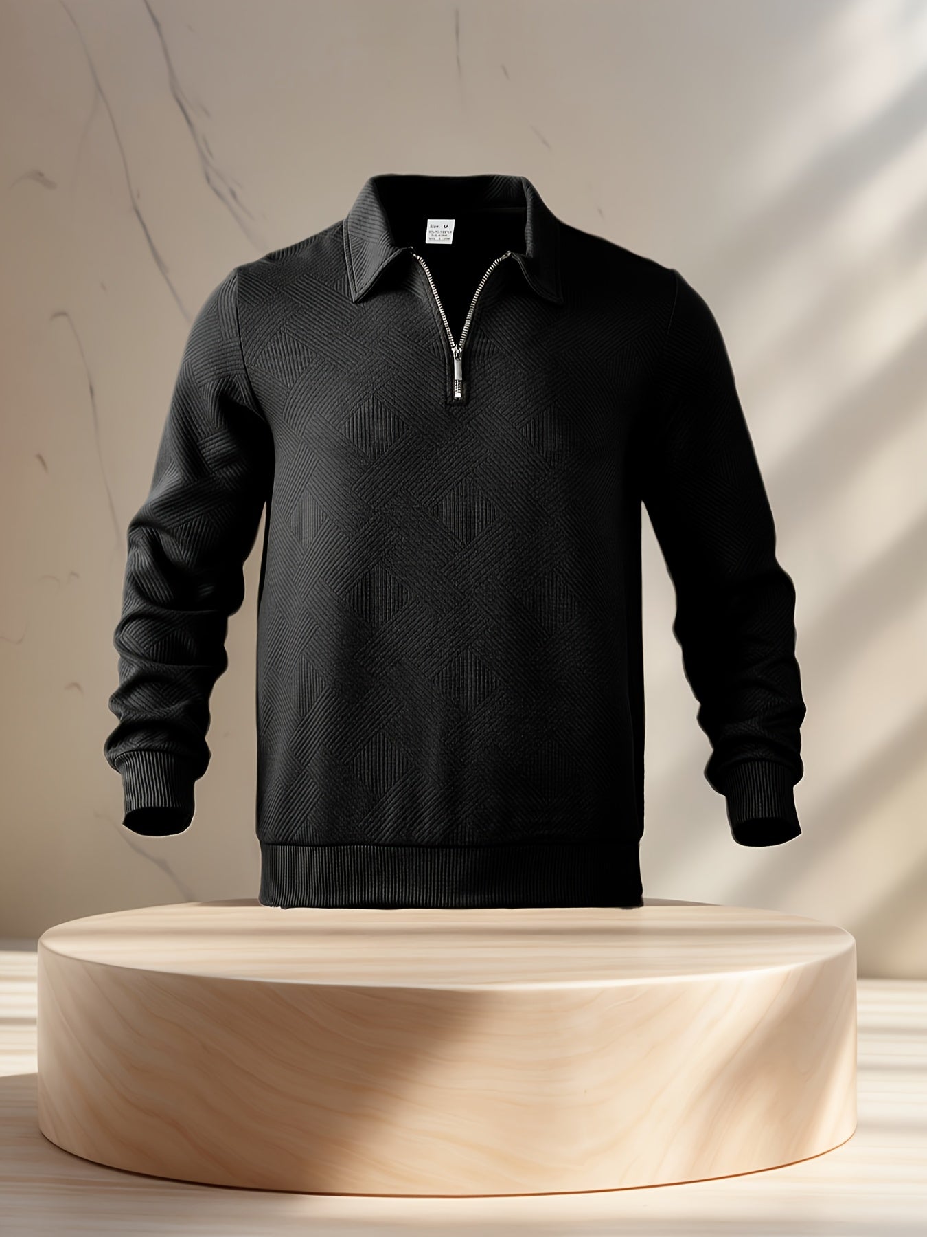 Men's gift: New American-style collar zipper sweatshirt for autumn and winter, versatile long-sleespanning sleeve.