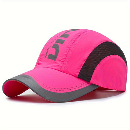 Quick-dry adjustable baseball cap for outdoor sports with UV protection and breathable mesh.