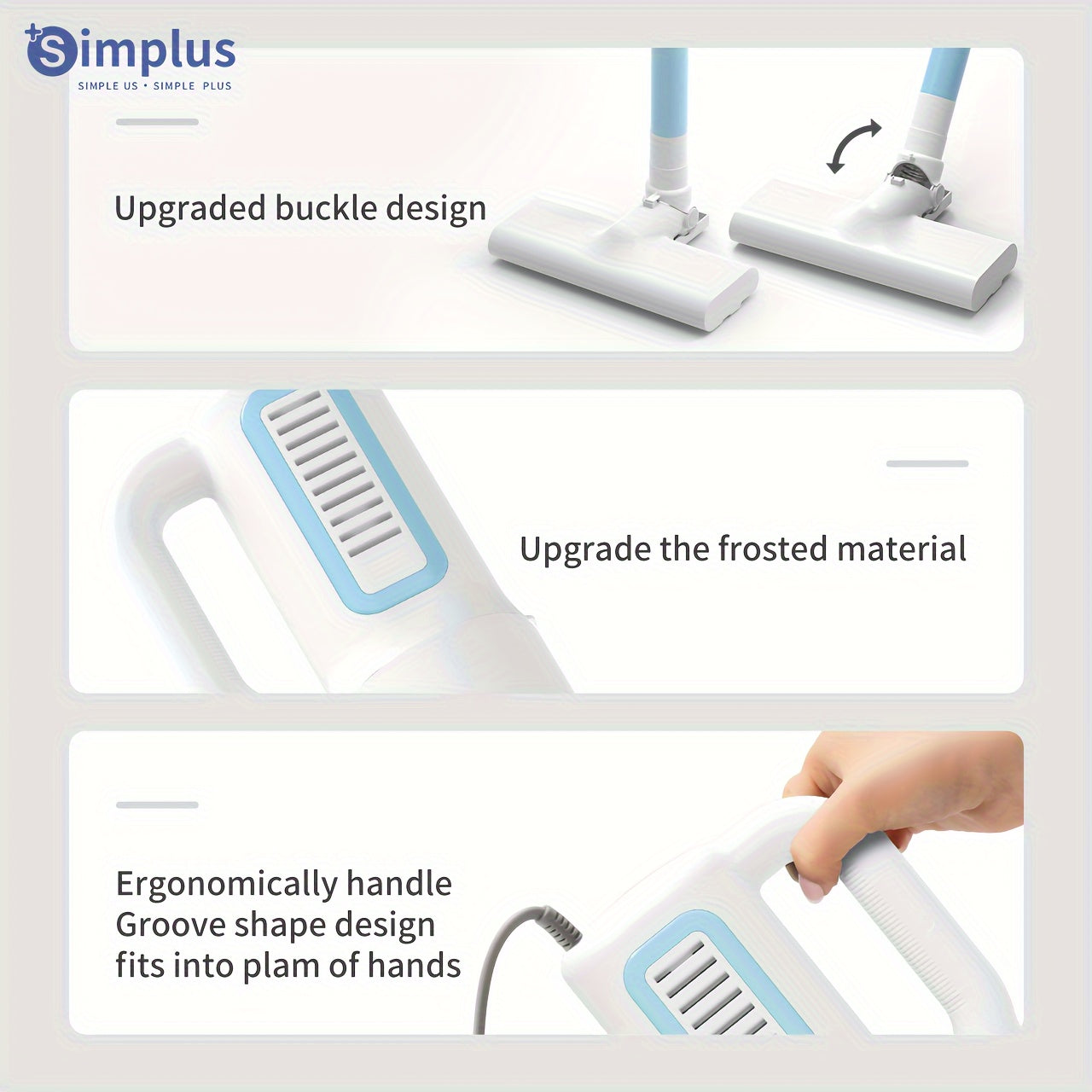 Simplus Vacuum Cleaner offers powerful cleaning with 16000PA suction, 400W power, and a 0.5L dust cup. The nine-piece set includes a dual filtration system and a 4-meter cord for