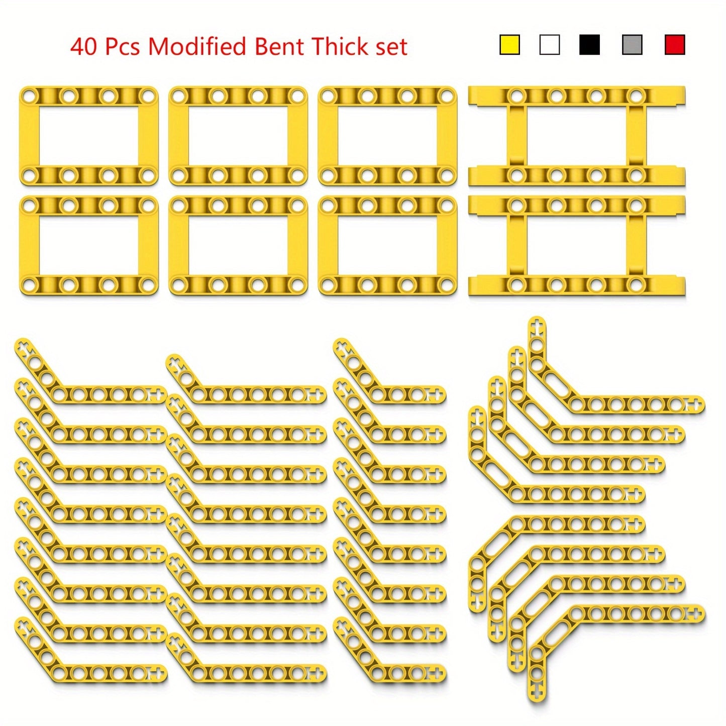 40 piece set of Technical Parts Beams for DIY building blocks, including Angular Beam Frame and Liftarm Brick accessories.