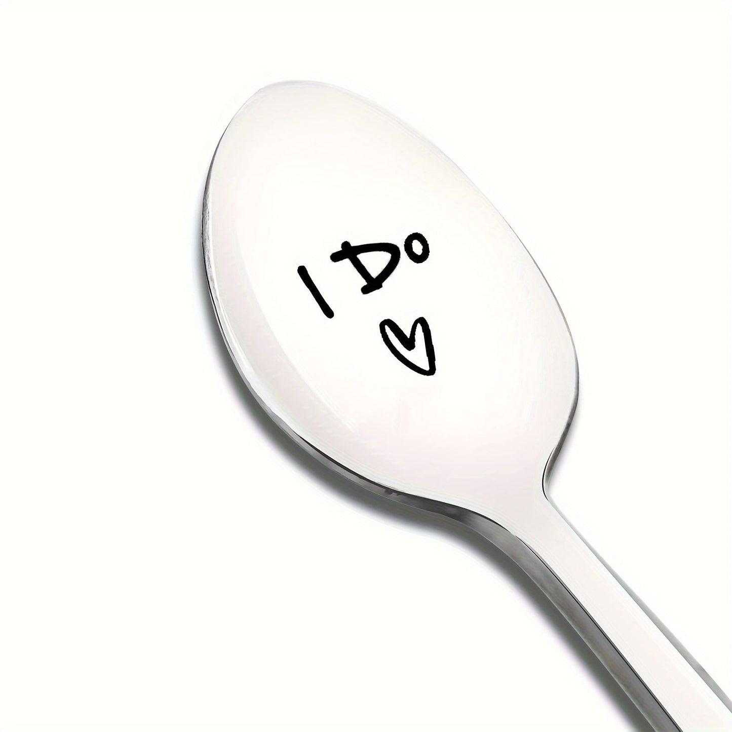 One Set of Two Stainless Steel Spoons with "I Do" and "Me Too" Engravings, Perfect for Coffee, Ice Cream, Tea, and Desserts. Ideal for Engagement, Valentine's Day, Anniversary, Wedding, or Birthday Gifts. Valentine's Day Party Supplies.