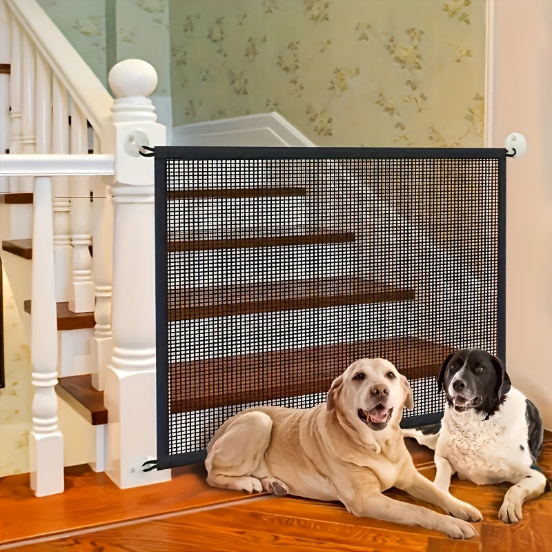 1 piece of Synthetic Pet Isolation Mesh Fence - Indoor Safety Barrier for Dogs and Cats, Providing Non-Drill Installation Rails & Rail Guards, Suitable for Ages 14 and Up