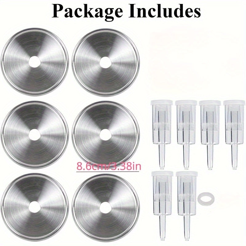 Set of 4 fermentation lids designed for wide mouth jars, including 4 stainless steel fermenting lids, 4 silicone grommets, 4 airlocks, and 4 silicone rings. Jars not included.