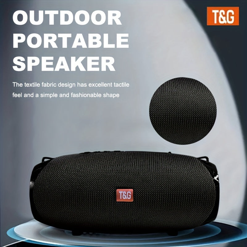 T&G Portable Wireless Speaker with 5.1 Surround Sound, Dual Speakers, Hi-Res Audio, TWS, USB Charging, 1200mAh Rechargeable Battery, FM Radio, TF Card/USB Support for Wireless Audio.