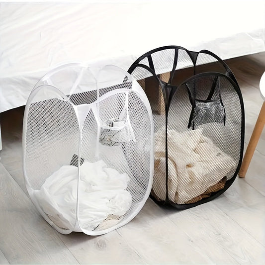 Large Capacity Pop-up Laundry Basket with Handles, Foldable Mesh Laundry Hamper - Rectangular Storage Organizer for Dirty Clothes in Home, Bedroom, Bathroom, Dorm.