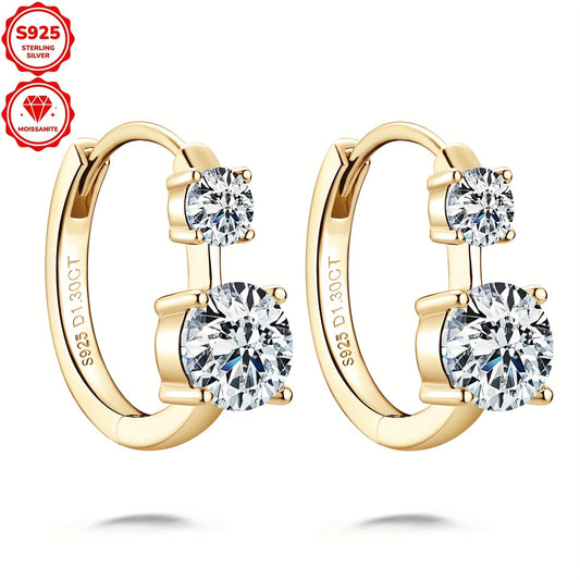 One pair of women's earrings featuring round 6.5mm and 4mm Moissanite stones set in 925 pure silver. This fashionable piece of jewelry comes with a GRA certificate and weighs approximately 3.85g. The earrings include two 6.5mm Moissanite stones and two