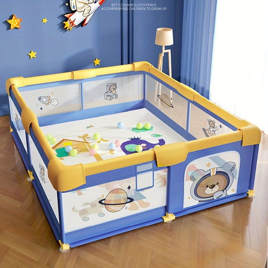 Large Space Bear Theme Playpen with Activity Center, Cloth Safety Fence for Play Area, Easy Assembly, Suitable for Children 0-6 Years Old, Dimensions 150x180cm.