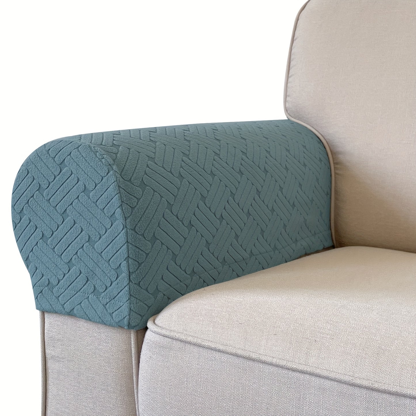 Set of 2 stretch armrest covers for chairs, couches, and sofas. Slipcovers made of spandex for recliner sofas.