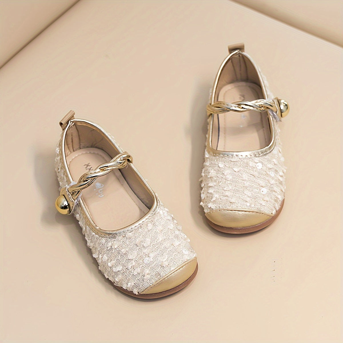 2024 Spring/Summer French Sequin Princess Flats for Children - Korean Style Mary Jane Shoes with Soft PU Sole. Adjustable strap closure for ages 14 & under.