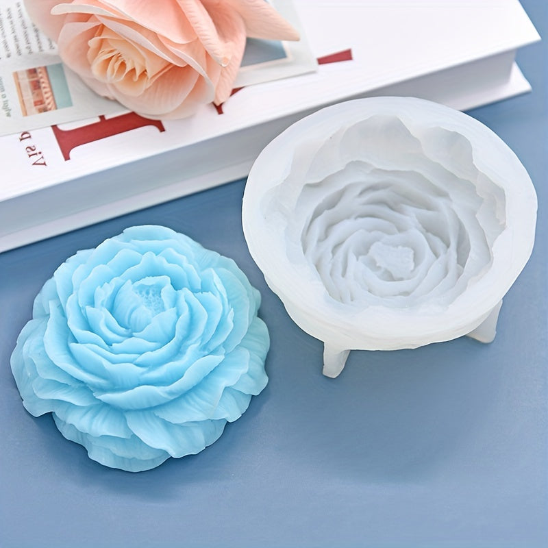 Silicone Peony Flower Mold for DIY Desserts and Decorations - Perfect for Pudding, Chocolate, Candy, Soap, Clay, Ice Cubes, and Cakes - Baking and Kitchen Supplies