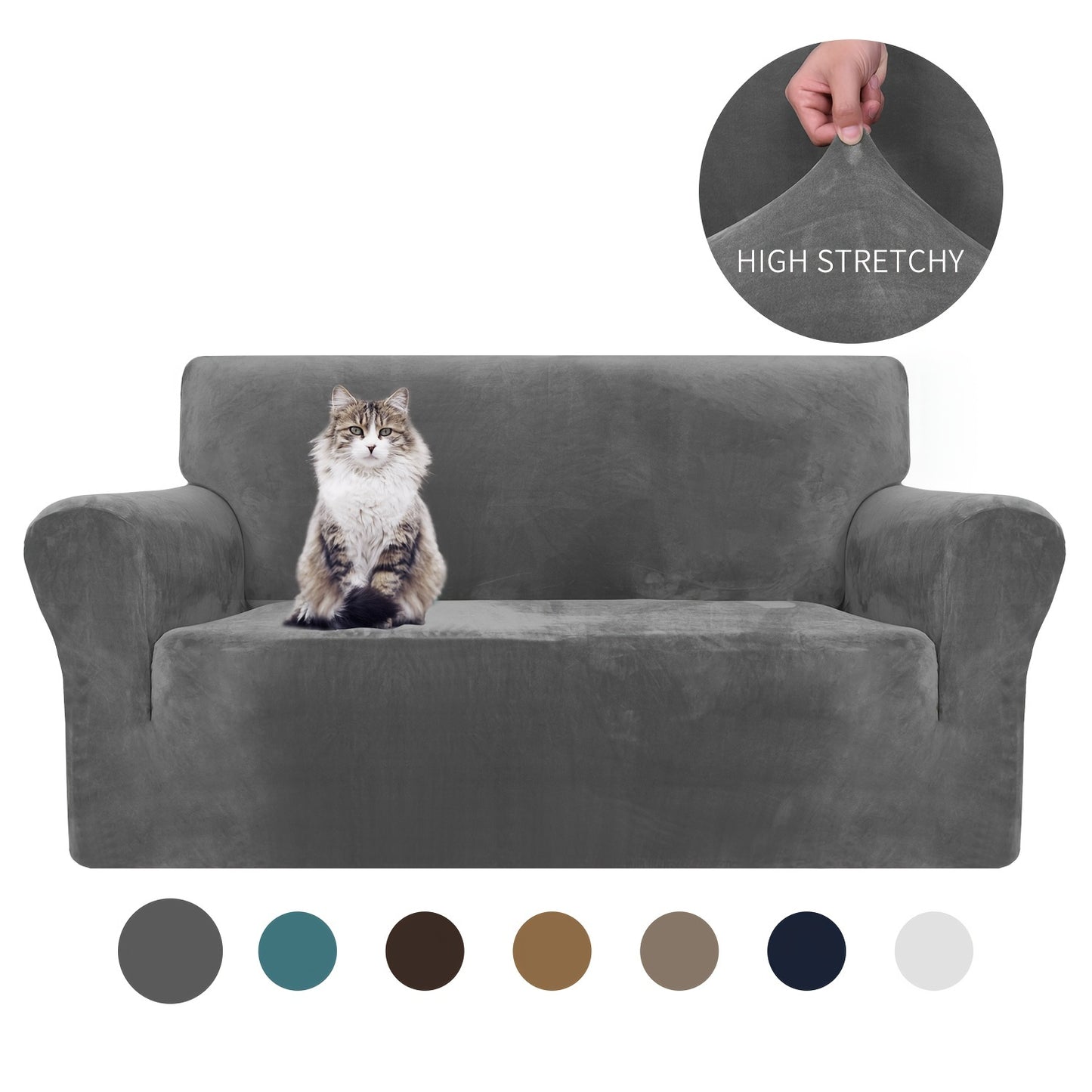 Thickened velvet sofa cover with elastic bottom for all seasons, suitable for pets and provides universal anti-scratch protection for living room home decor.