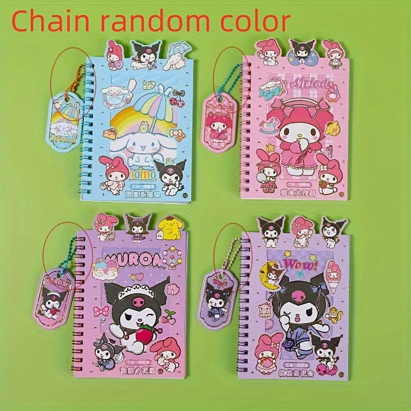 Sanrio Kuromi & Melody Cinnamoroll DIY Journal Kit - Includes Coil Notebook, Stickers & Charms in Blue, Purple, Pink - Perfect for Teens & Adults