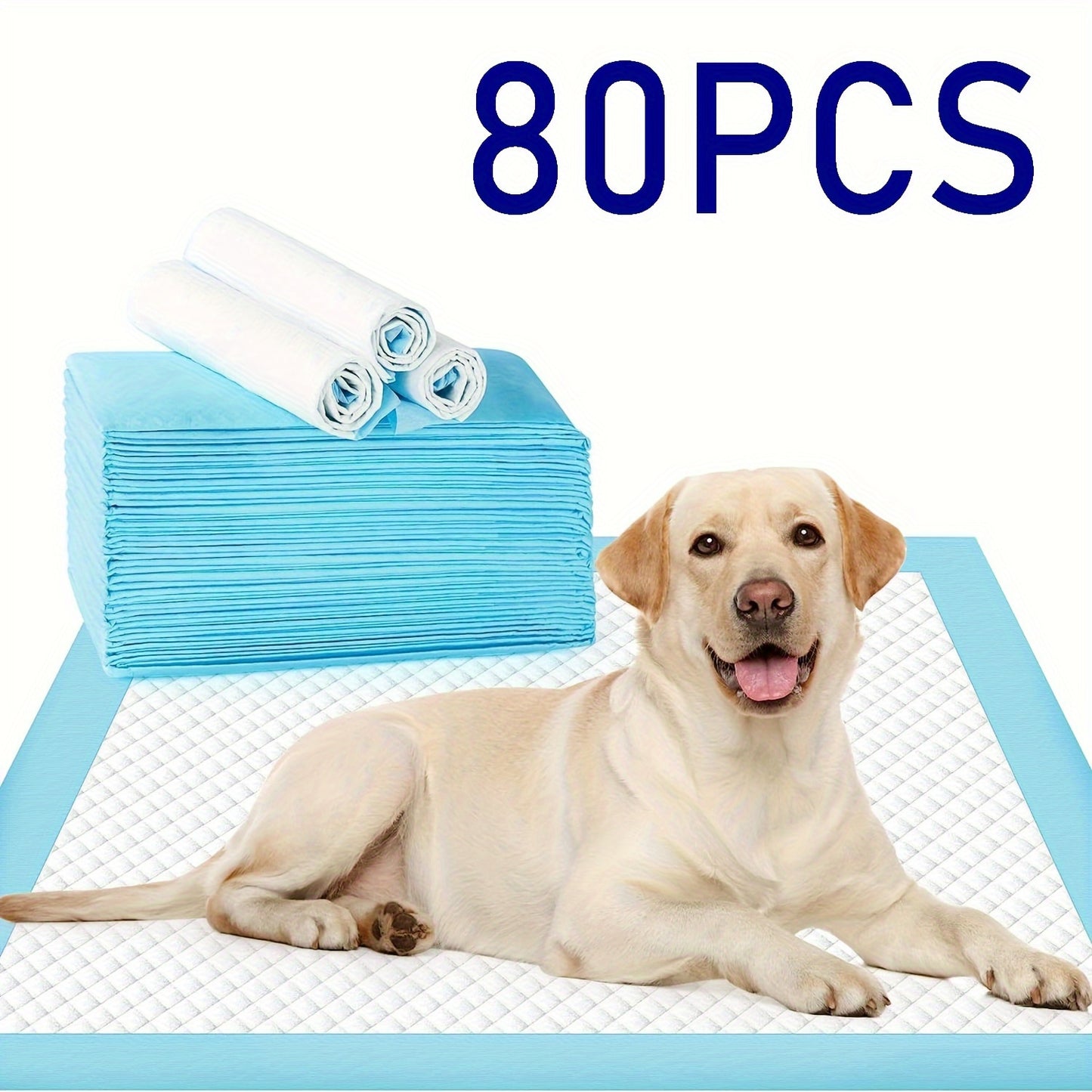 80pc 55x85cm Premium Disposable Training Pads for puppies with 6 layers of protection for quick absorb and odor control.