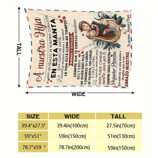 Мягкое и уютное испанское письмо плед для дочери - универсальный, теплый фланелевый плед для дивана, кровати, офиса и путешествий - идеальный подарок на день рождения для детей