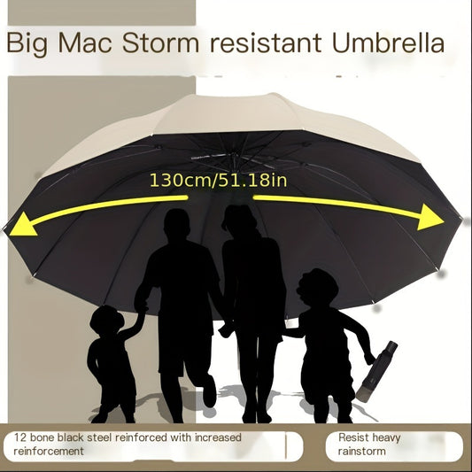 Универсальный большой зонт с защитой от УФ-лучей, ветра и воды. Прочный дизайн с 12 спицами и ручным открыванием, идеально подходит для семейного использования.