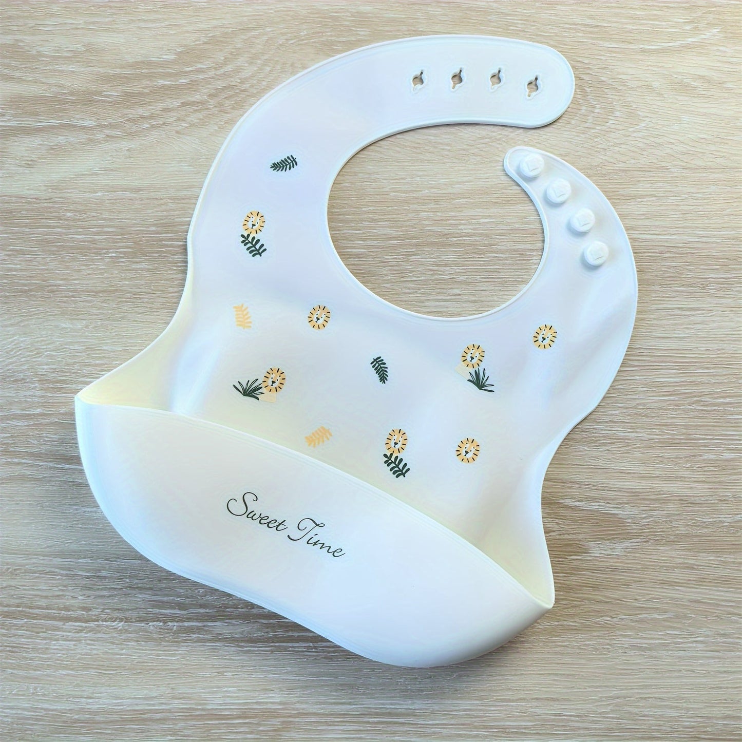 Adjustable Goldcolin Silicone Bib for Kids - Waterproof with Cute Print and Button Closure - Ideal Feeding Accessory