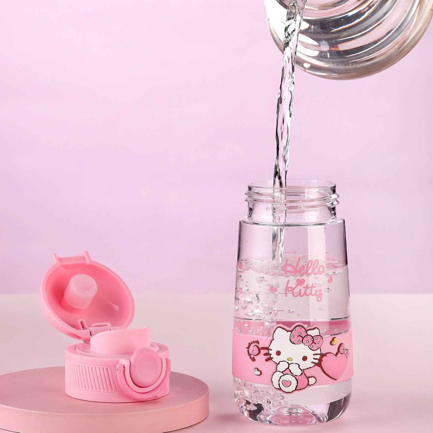 Hello Kitty Pink 16.90oz Tritan water bottle for family fitness and outdoor sports (straw not included).