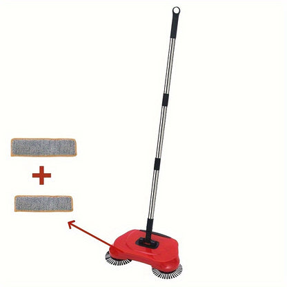 Multifunctional hand broom and vacuum set for easy cleaning of pet hair, dust, and garbage on hardwood and tile floors.