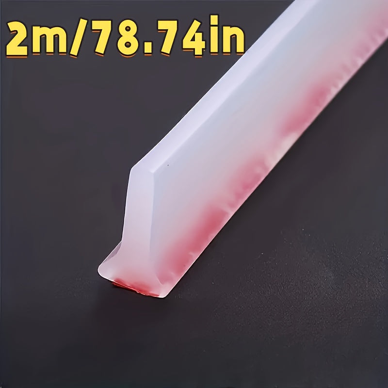 Flexible shower threshold water dam, 3.0cm high, made of soft TPE material. Provides waterproof barrier for bathroom floors, helps with spill retention.