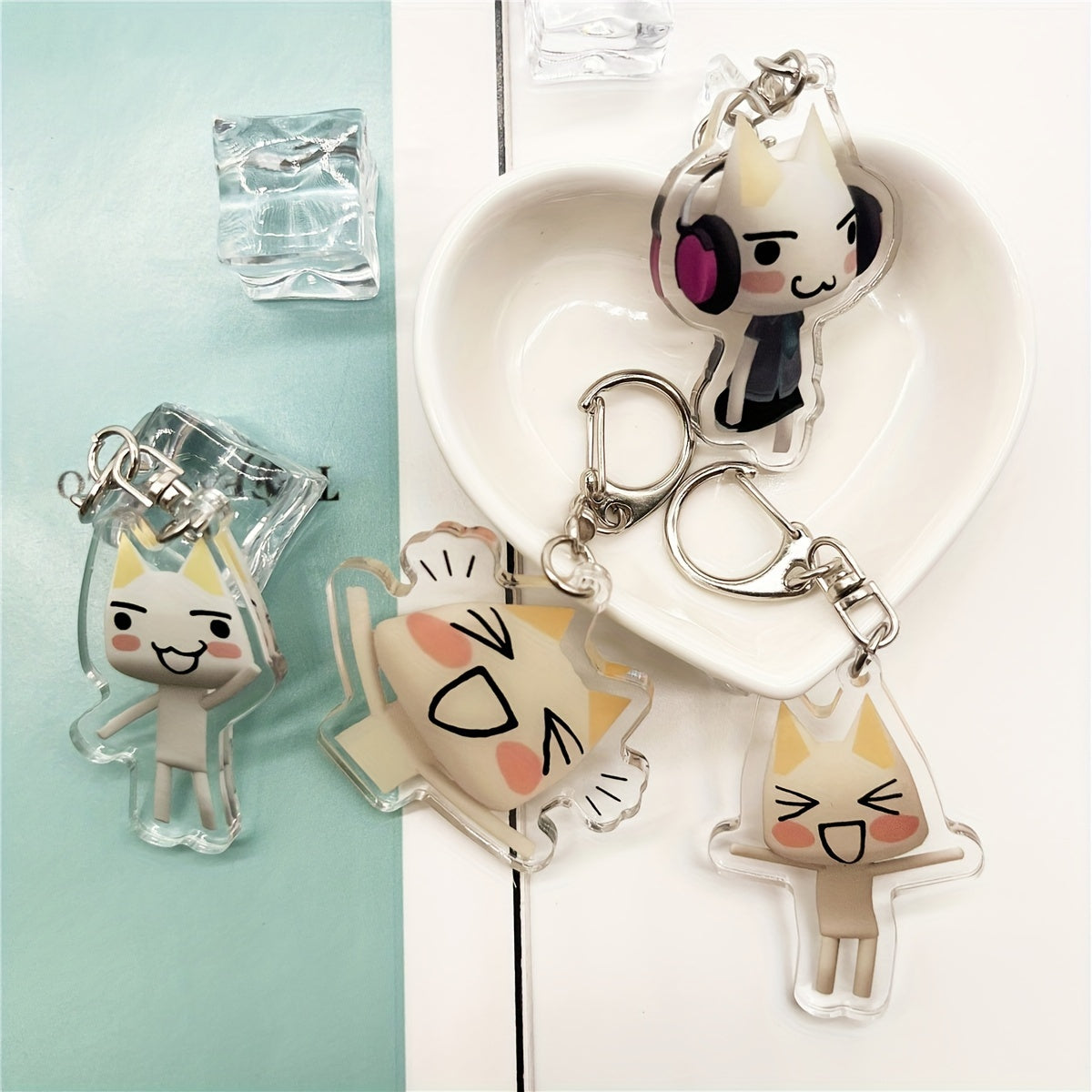 Adorable Cartoon Cat Acrylic Keychain by Inoue Toro - Perfect for Bag Accessories, Pendants, Jewelry, and Fan Gifts