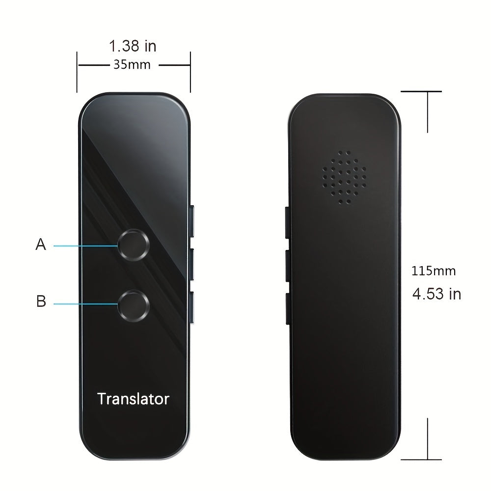 Compact language translator for travel, learning, and business, with USB charging, Wi-Fi capabilities, and a rechargeable battery.