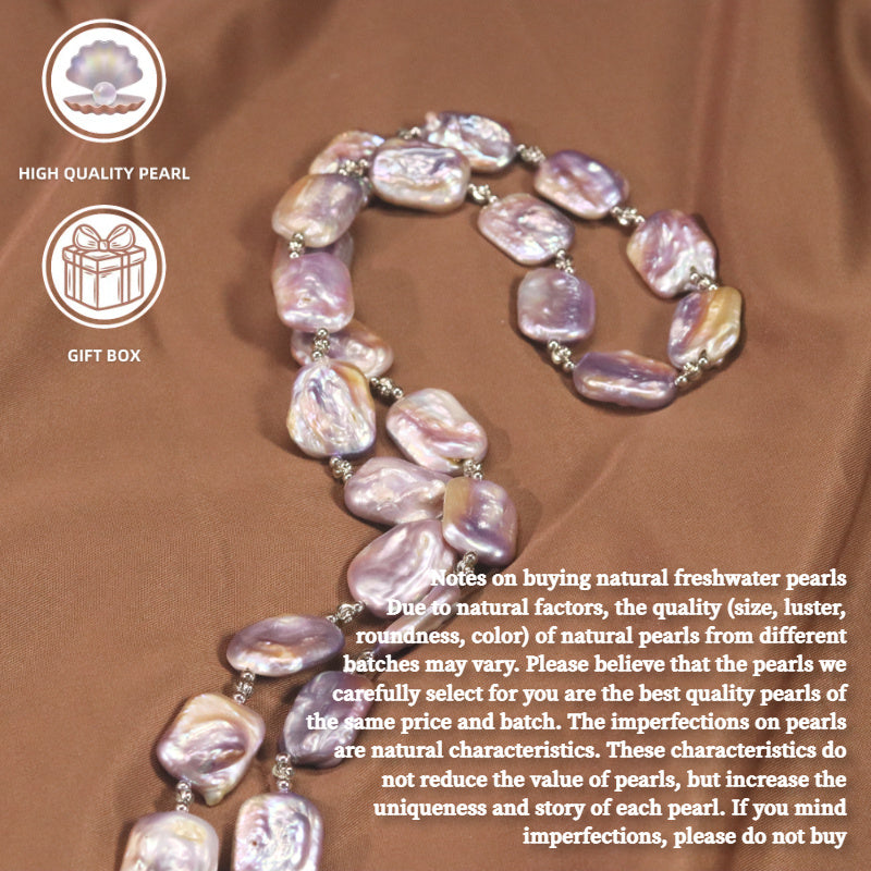 This elegant sweater necklace features a luxurious 5A Zirconia and high-quality purple square baroque natural pearl. Made with fine craftsmanship, it highlights both personality and fashion, ensuring comfortable wear. Perfect for a variety of occasions