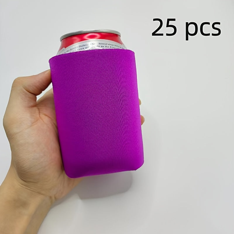 25 customizable black and white can cooler sleeves for 12oz and 16oz cans, perfect for parties, sports events, and outdoor activities.