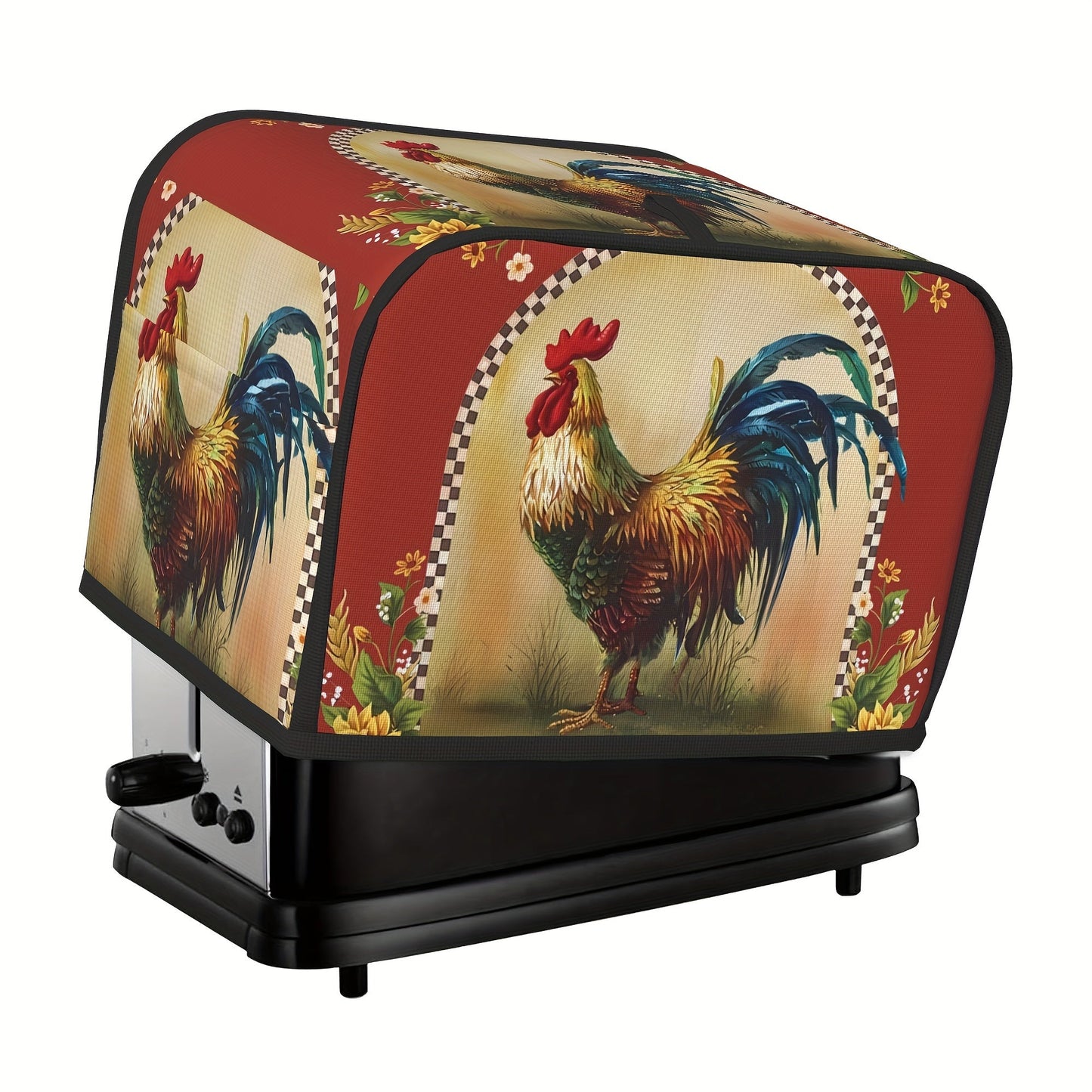 Protect your small kitchen appliance with this Sunflower Rooster Bread Maker Cover featuring a charming chick print design. This dust cover is suitable for 2-slice models of bread makers and microwaves.