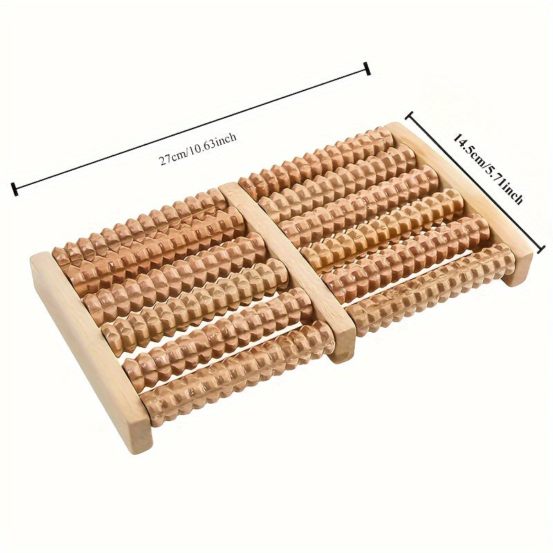 Handmade Wooden Foot Massager with Dual Rollers - Soothes Fatigue, Eases Plantar Fasciitis & Tendon Pain, Improves Blood Flow