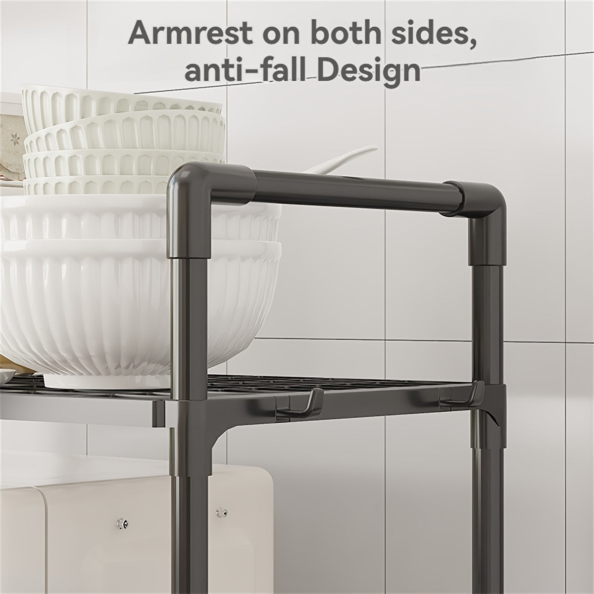 4-Tier Storage Rack Set with Versatile Uses - Simple Assembly, Constructed with Galvanized Metal & Plastic, Compact and Portable for Organizing Kitchen and Bathroom Items.