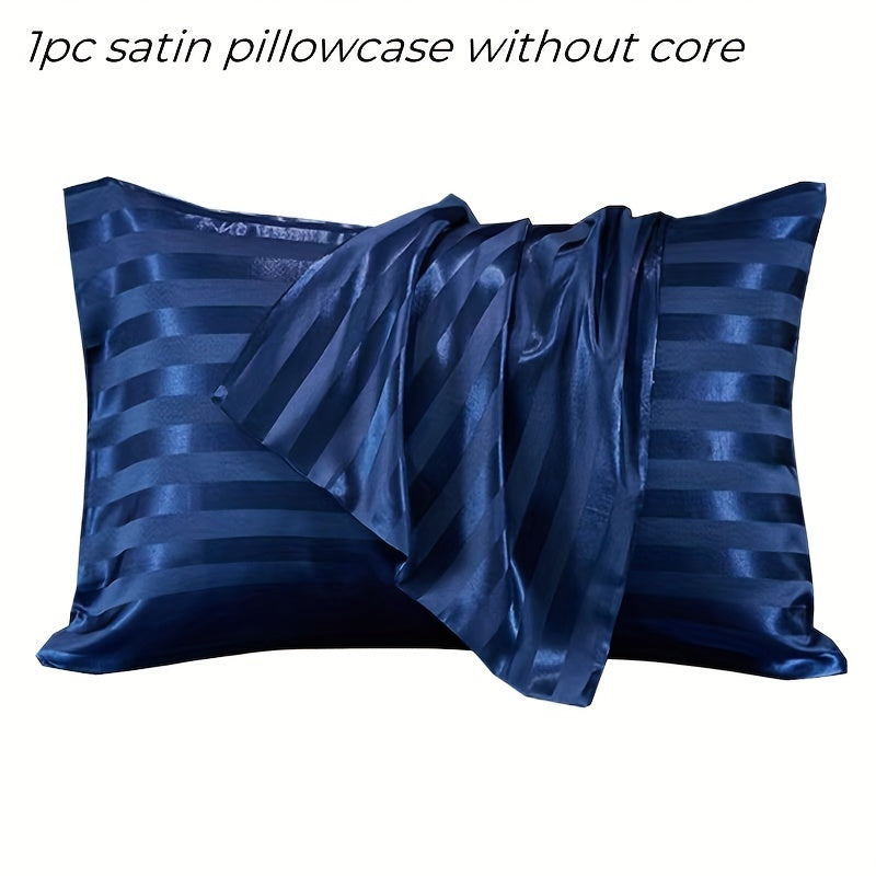 Gentle and Luxurious Striped Satin Pillowcase with Envelope Closure - Easy to Clean, Ideal for Bedroom and Guest Room Décor.